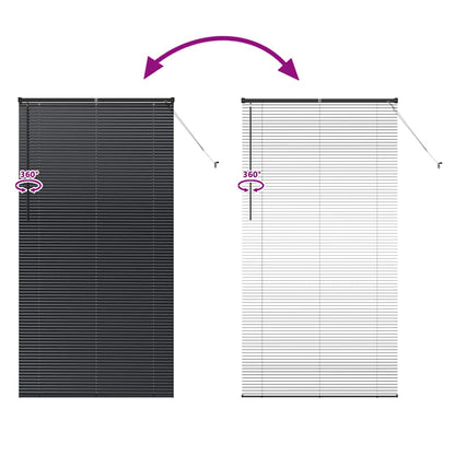 Window Blind with Curtains Manual Black Aluminium