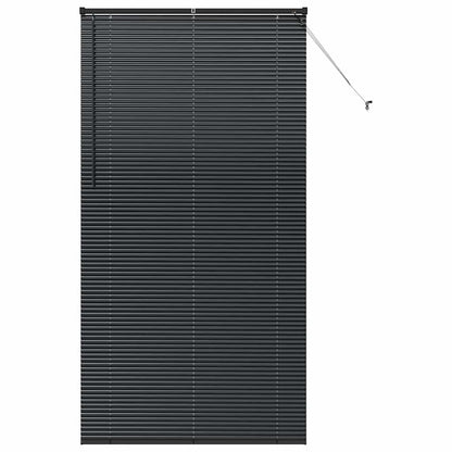 Window Blind with Curtains Manual Black Aluminium