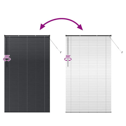 Window Blind with Curtains Manual Black Aluminium