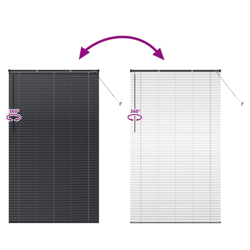 Window Blind with Curtains Manual Black Aluminium