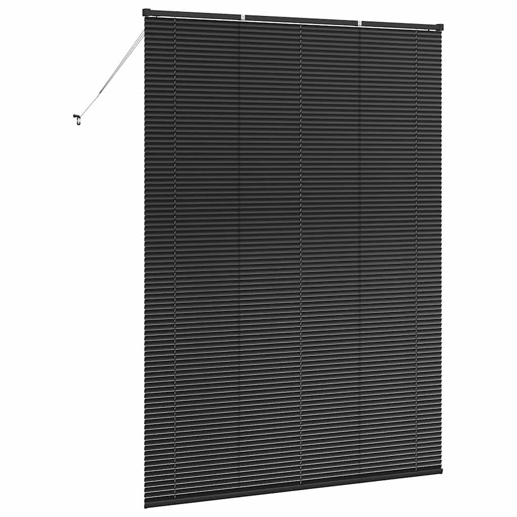 Window Blind with Curtains Manual Black Aluminium
