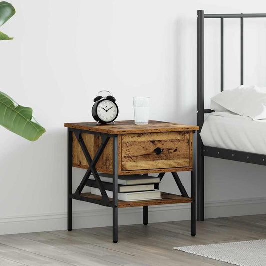 Bedside Cabinet with Drawer Old wood 40 x 42 x 45 cm