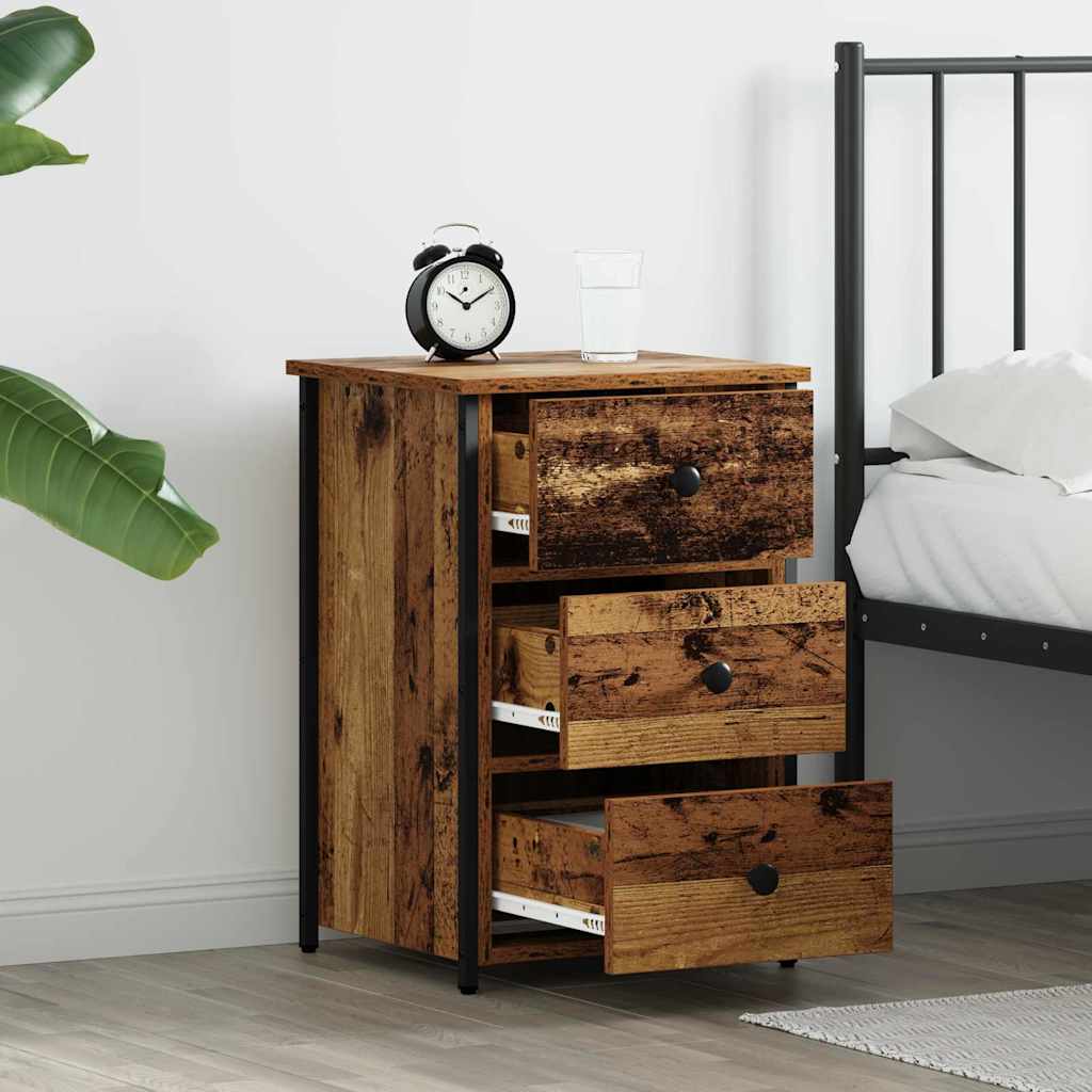 Bedside Cabinet with Drawer 2 pcs Old wood