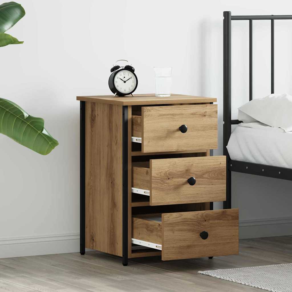 Bedside Cabinet with Drawer Brown Solid Reclaim Wood