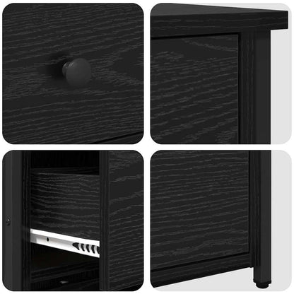 Bedside Cabinet with Drawer Black Solid Reclaim Wood