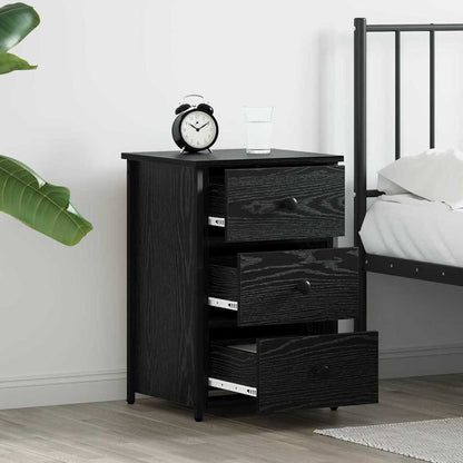 Bedside Cabinet with Drawer Black Solid Reclaim Wood