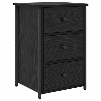 Bedside Cabinet with Drawer Black Solid Reclaim Wood