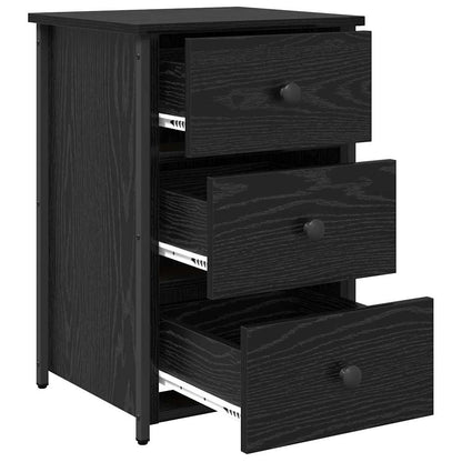 Bedside Cabinet with Drawer Black Solid Reclaim Wood