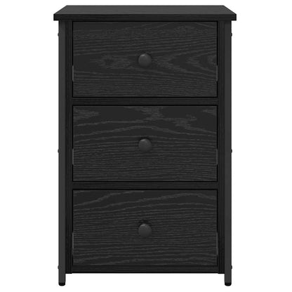 Bedside Cabinet with Drawer Black Solid Reclaim Wood