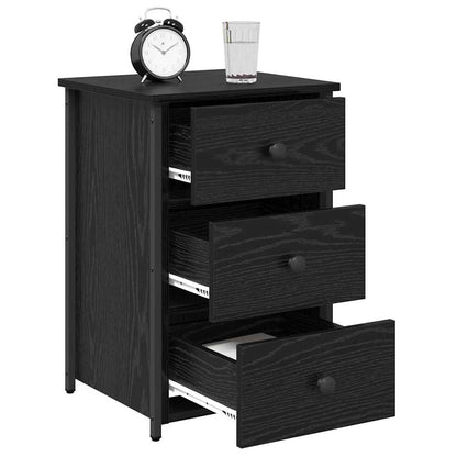 Bedside Cabinet with Drawer Black Solid Reclaim Wood