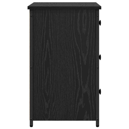 Bedside Cabinet with Drawer Black Solid Reclaim Wood