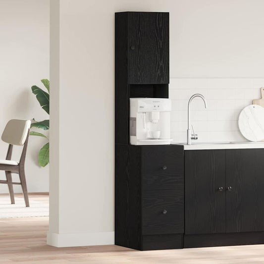 Kitchen Cabinet with Drawer with Door Black oak Engineered wood