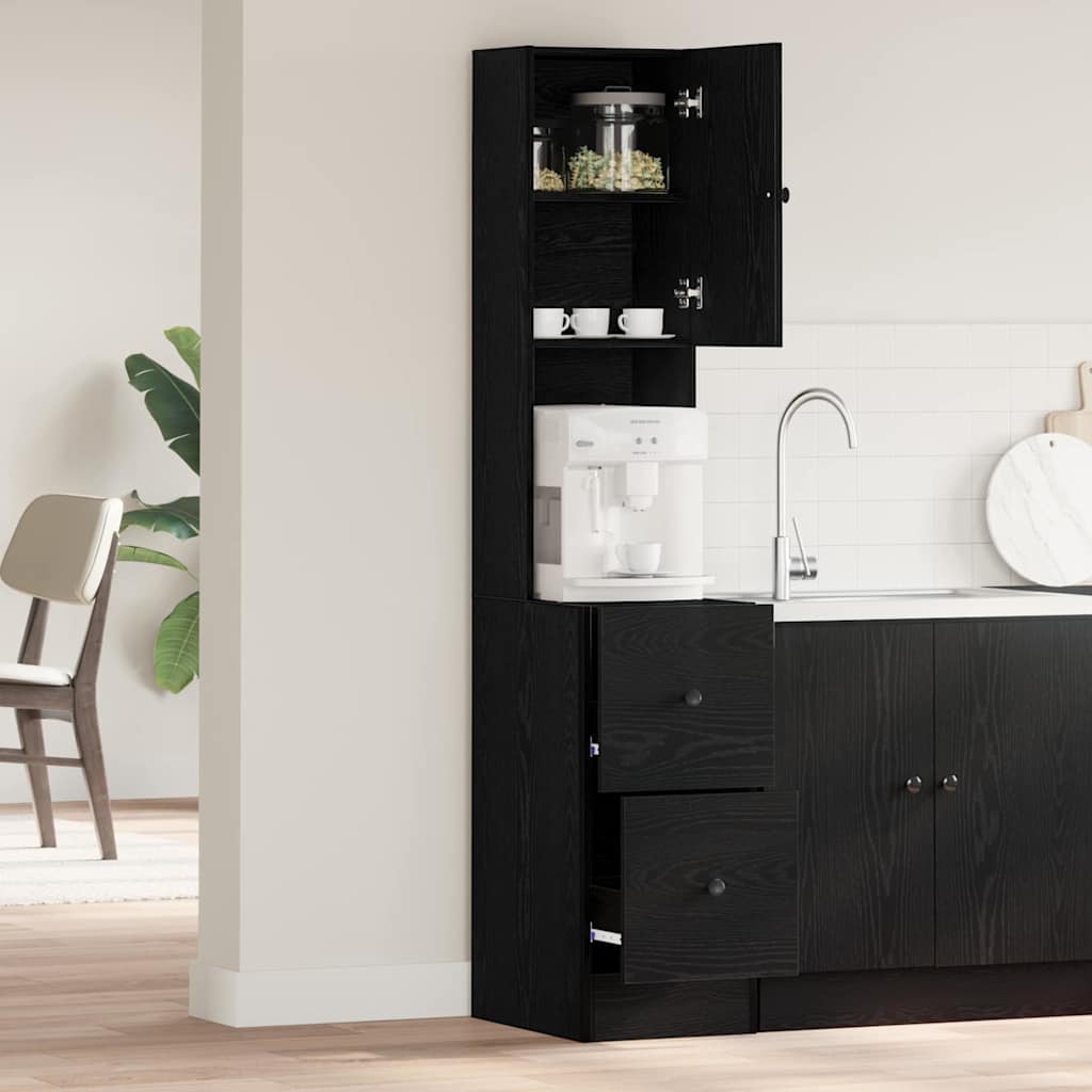 Kitchen Cabinet with Drawer with Door Black oak Engineered wood