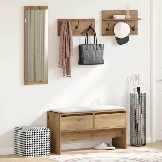 Hallway Furniture Set 4 pcs Black oak 90 x 31 x 46.5 cm