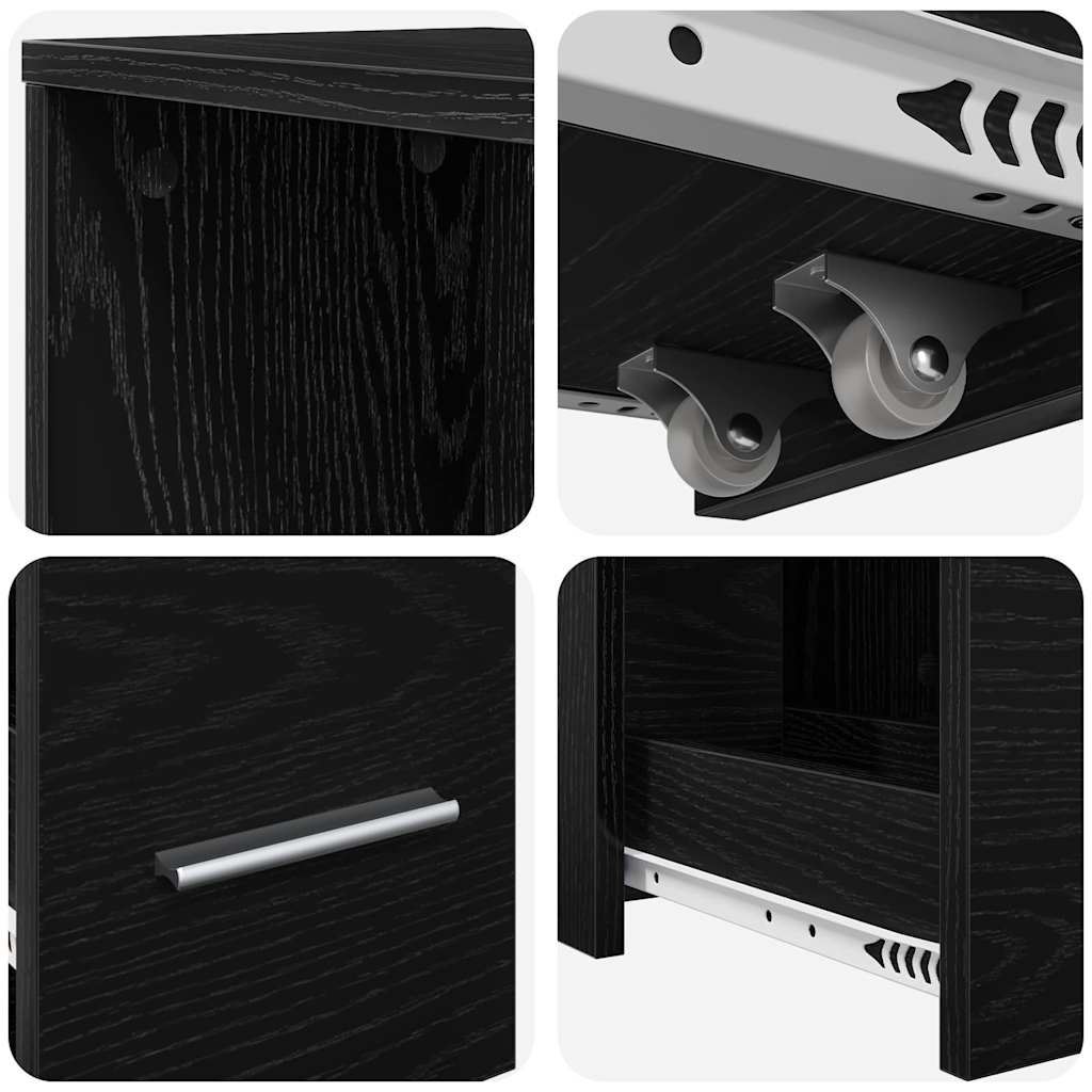 Bathroom Furniture Set Wall-mounted Black Oak 22 x 41 x 135 cm