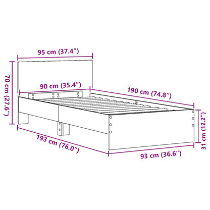 Bed Frame with Headboard Old wood 90 x 190 cm Engineered Wood