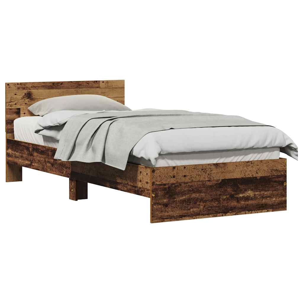 Bed Frame with Headboard Old wood 75 x 190 cm Engineered Wood