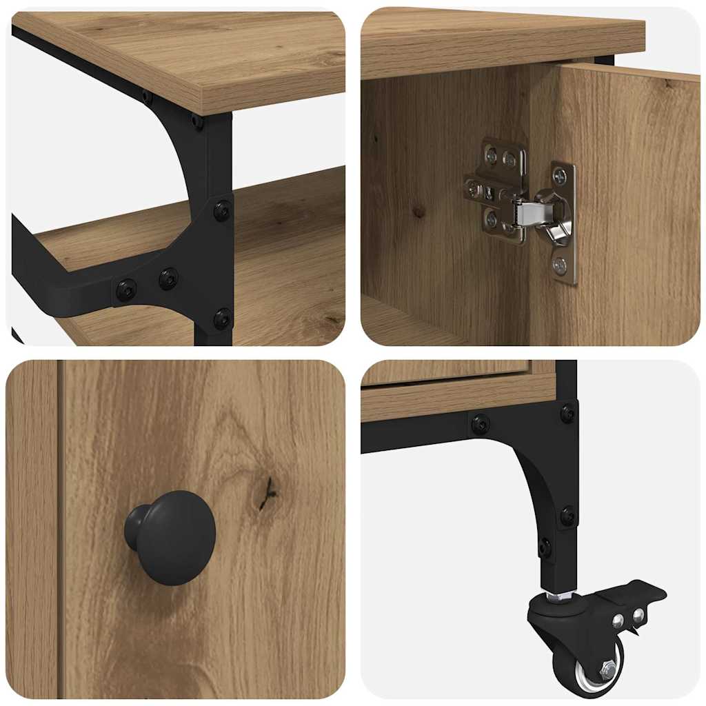Kitchen Trolley Artisan oak & & Black 87.5 x 38.5 x 84.5 cm