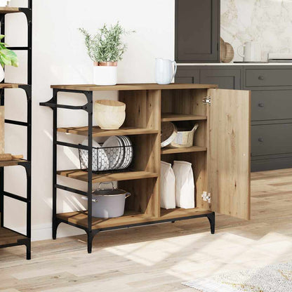 Kitchen Trolley Artisan oak & & Black 87.5 x 38.5 x 84.5 cm