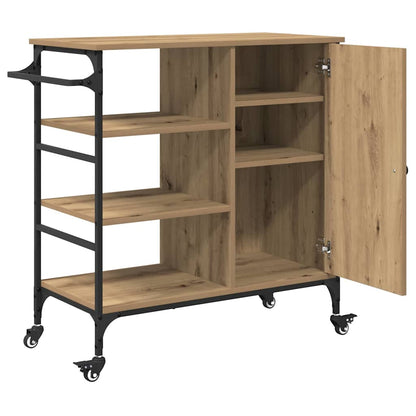 Kitchen Trolley Artisan oak & & Black 87.5 x 38.5 x 84.5 cm