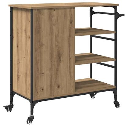 Kitchen Trolley Artisan oak & & Black 87.5 x 38.5 x 84.5 cm