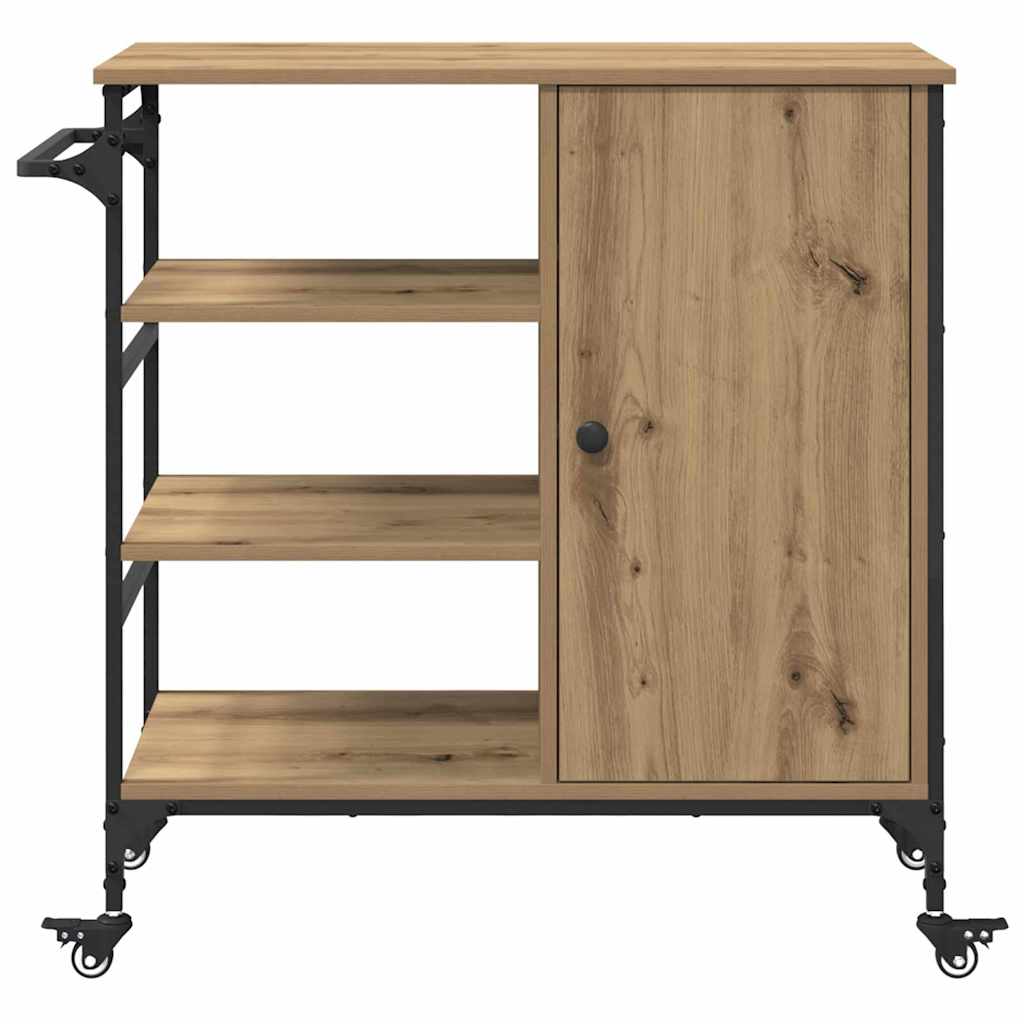 Kitchen Trolley Artisan oak & & Black 87.5 x 38.5 x 84.5 cm