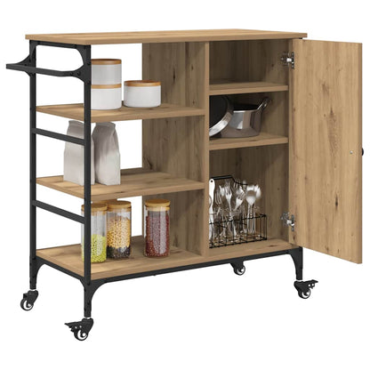 Kitchen Trolley Artisan oak & & Black 87.5 x 38.5 x 84.5 cm