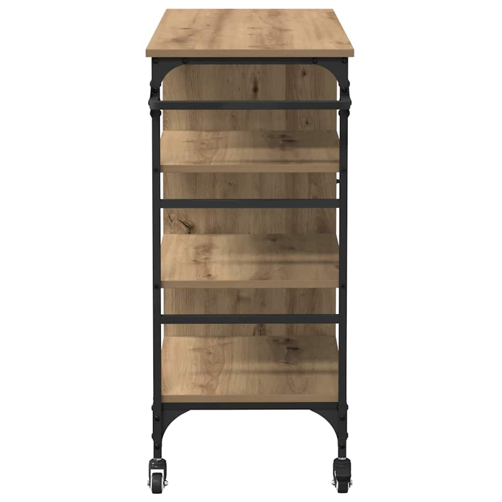 Kitchen Trolley Artisan oak & & Black 87.5 x 38.5 x 84.5 cm