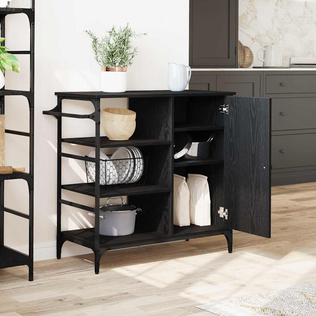 Kitchen Trolley Black oak 87.5 x 38.5 x 84.5 cm Engineered wood