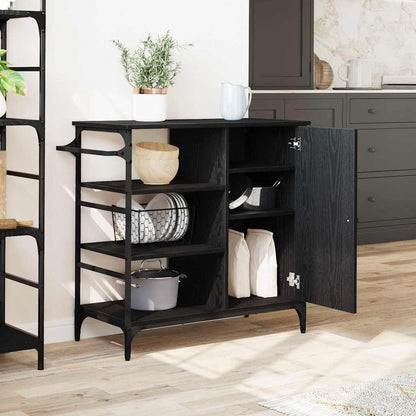 Kitchen Trolley Black oak 87.5 x 38.5 x 84.5 cm Engineered wood