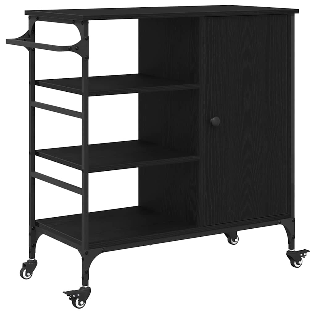 Kitchen Trolley Black oak 87.5 x 38.5 x 84.5 cm Engineered wood