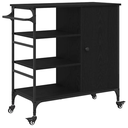 Kitchen Trolley Black oak 87.5 x 38.5 x 84.5 cm Engineered wood