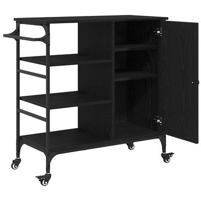 Kitchen Trolley Black oak 87.5 x 38.5 x 84.5 cm Engineered wood