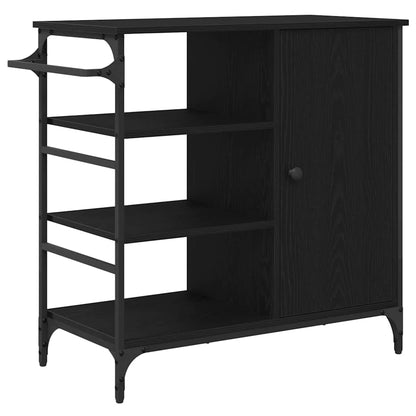 Kitchen Trolley Black oak 87.5 x 38.5 x 84.5 cm Engineered wood