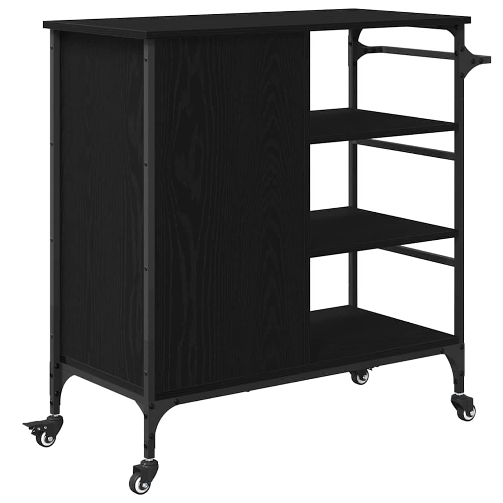 Kitchen Trolley Black oak 87.5 x 38.5 x 84.5 cm Engineered wood