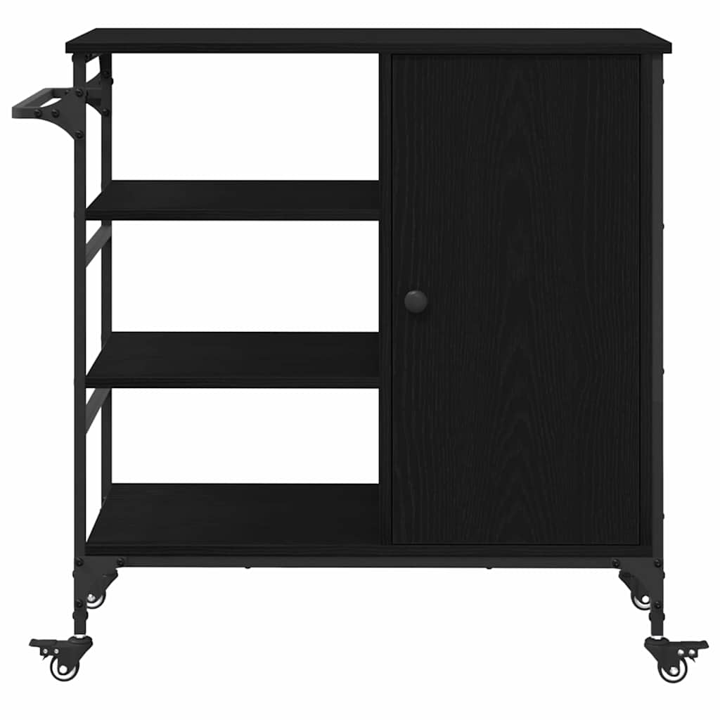 Kitchen Trolley Black oak 87.5 x 38.5 x 84.5 cm Engineered wood