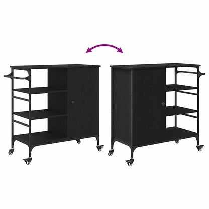 Kitchen Trolley Black oak 87.5 x 38.5 x 84.5 cm Engineered wood