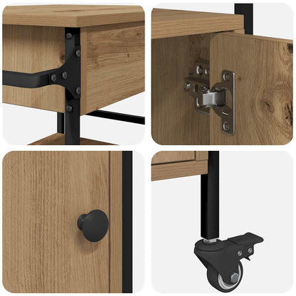 Kitchen Trolley Artisan oak & & Black 56 x 43 x 89.5 cm