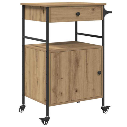 Kitchen Trolley Artisan oak & & Black 56 x 43 x 89.5 cm