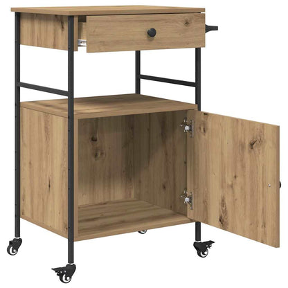 Kitchen Trolley Artisan oak & & Black 56 x 43 x 89.5 cm