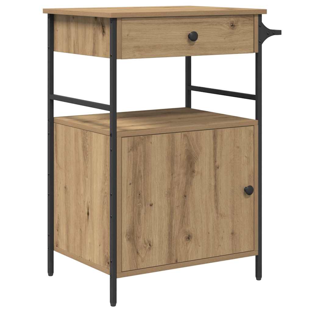 Kitchen Trolley Artisan oak & & Black 56 x 43 x 89.5 cm