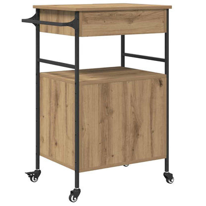 Kitchen Trolley Artisan oak & & Black 56 x 43 x 89.5 cm