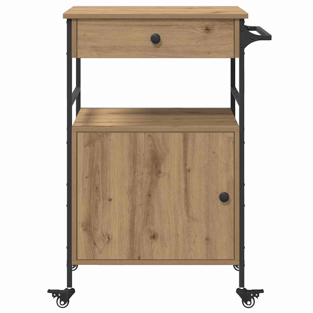 Kitchen Trolley Artisan oak & & Black 56 x 43 x 89.5 cm