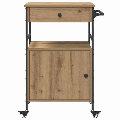 Kitchen Trolley Artisan oak & & Black 56 x 43 x 89.5 cm