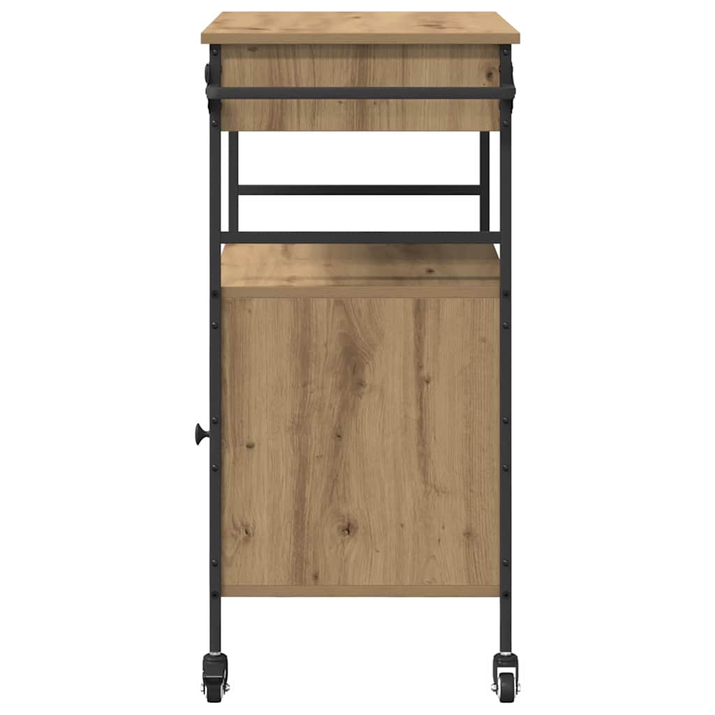 Kitchen Trolley Artisan oak & & Black 56 x 43 x 89.5 cm