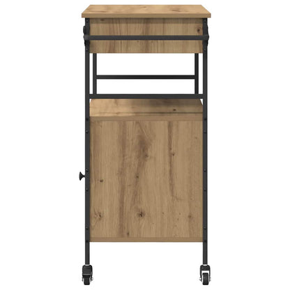 Kitchen Trolley Artisan oak & & Black 56 x 43 x 89.5 cm