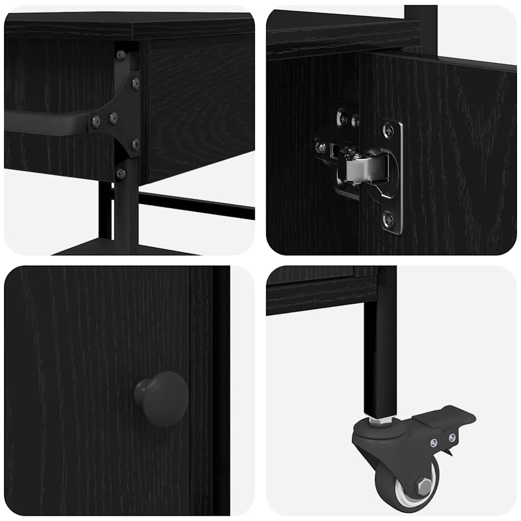 Kitchen Trolley Black Oak 56 x 43 x 89.5 cm Engineered wood