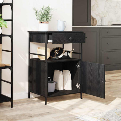 Kitchen Trolley Black Oak 56 x 43 x 89.5 cm Engineered wood