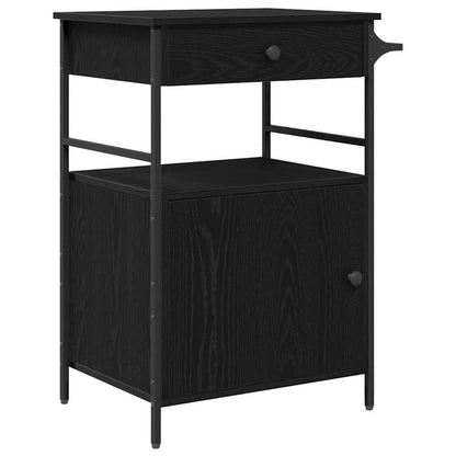 Kitchen Trolley Black Oak 56 x 43 x 89.5 cm Engineered wood