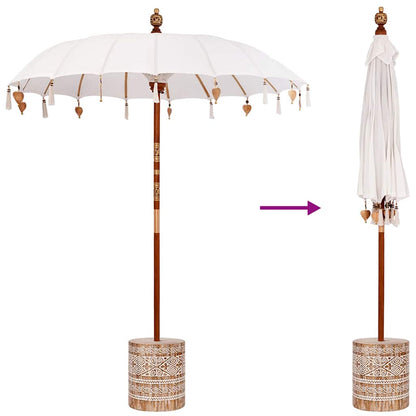 Balinese Parasol 260 Cream 180-190 cm Cotton and solid wood